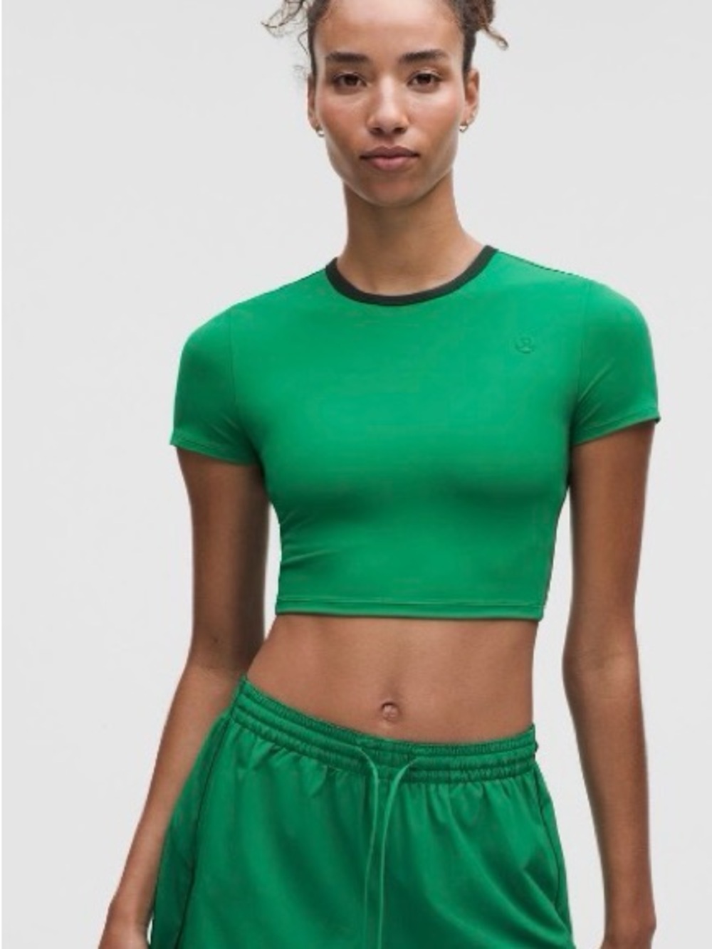 lululemon athletica Green Cropped Crewneck with Black Trim